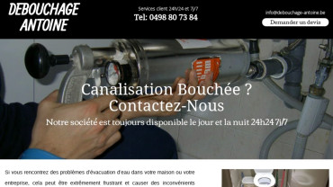 Page d'accueil du site : Débouchage Antoine