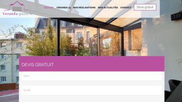 Page d'accueil du site : Veranda Paris