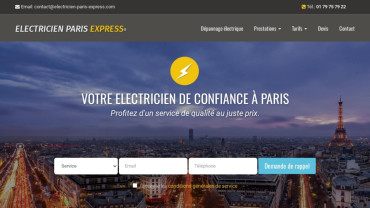 Page d'accueil du site : Electricien Paris Express