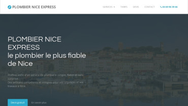Page d'accueil du site : Plombier Nice Express