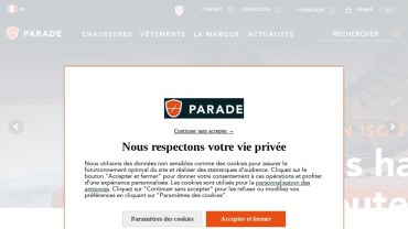 Page d'accueil du site : Parade Protection