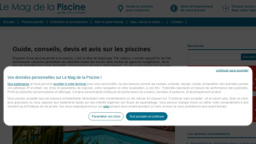 Page d'accueil du site : Le Mag de la Piscine