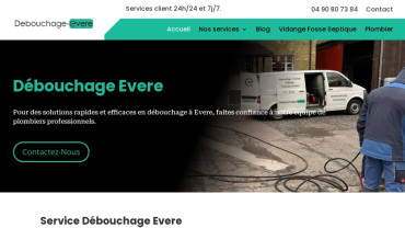 Page d'accueil du site : Débouchage Evere