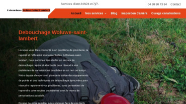 Page d'accueil du site : Débouchage Woluwe