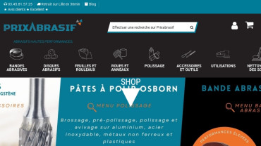 Page d'accueil du site : Prixabrasif.fr