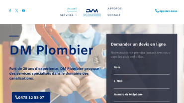 Page d'accueil du site : DM Plombier