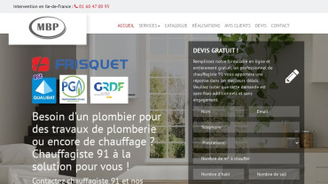 Page d'accueil du site : Société MBP