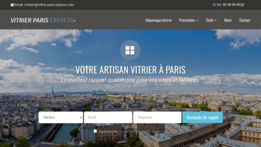 Page d'accueil du site : Vitrier Paris Express