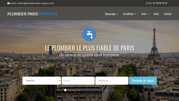 Page d'accueil du site : Plombier Paris Express