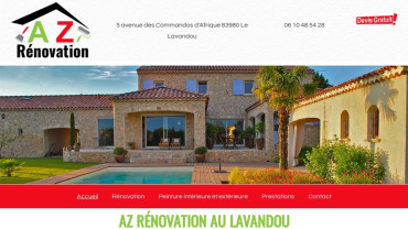 Page d'accueil du site : AZ Rénovation