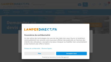 Page d'accueil du site : Lampes Direct