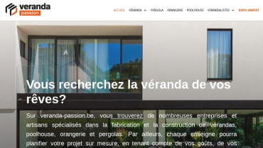 Page d'accueil du site : Véranda Passion