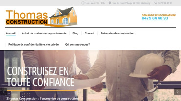 Page d'accueil du site : Thomas Construction
