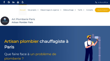 Page d'accueil du site : Art Plomberie Paris