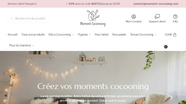 Page d'accueil du site : Moment Cocooning