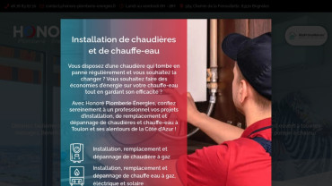 Page d'accueil du site : Honoré Plomberie Energies