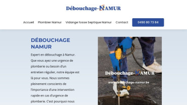 Page d'accueil du site : Débouchage Namur