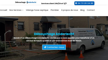 Page d'accueil du site : Débouchage Anderlecht