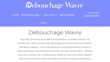 Page d'accueil du site : Débouchage Wavre
