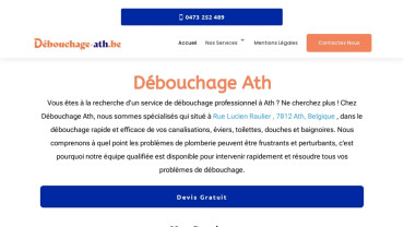 Page d'accueil du site : Débouchage Ath