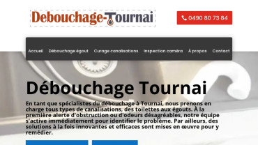 Page d'accueil du site : Débouchage Tournai