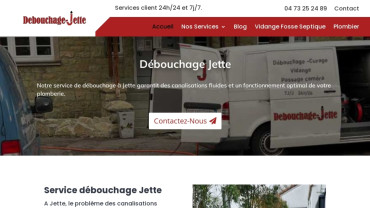 Page d'accueil du site : Débouchage Jette