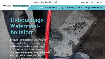 Page d'accueil du site : Débouchage Watermael